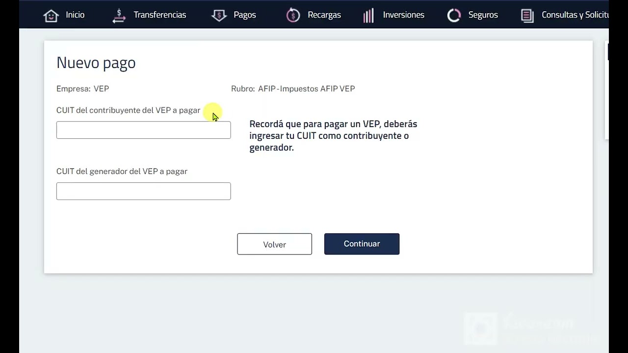 pago de vep en MACRO