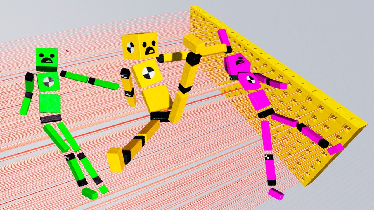 Infinite Red Laser Cutting the Ragdoll Crowd • Smash Ragdoll Physics №15