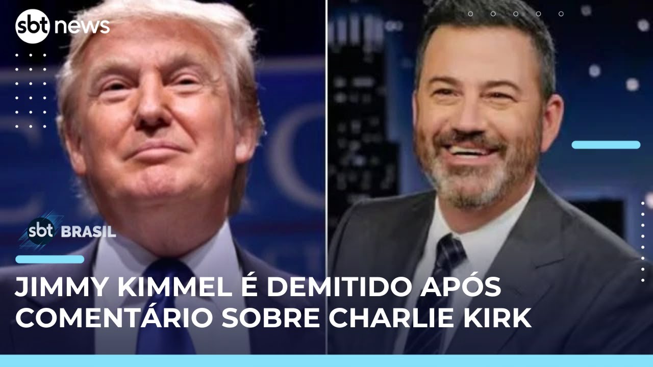 Apresentador Jimmy Kimmel &eacute; demitido ap&oacute;s coment&aacute;rio sobre assassinato Charlie Kirk | #SBTBrasil