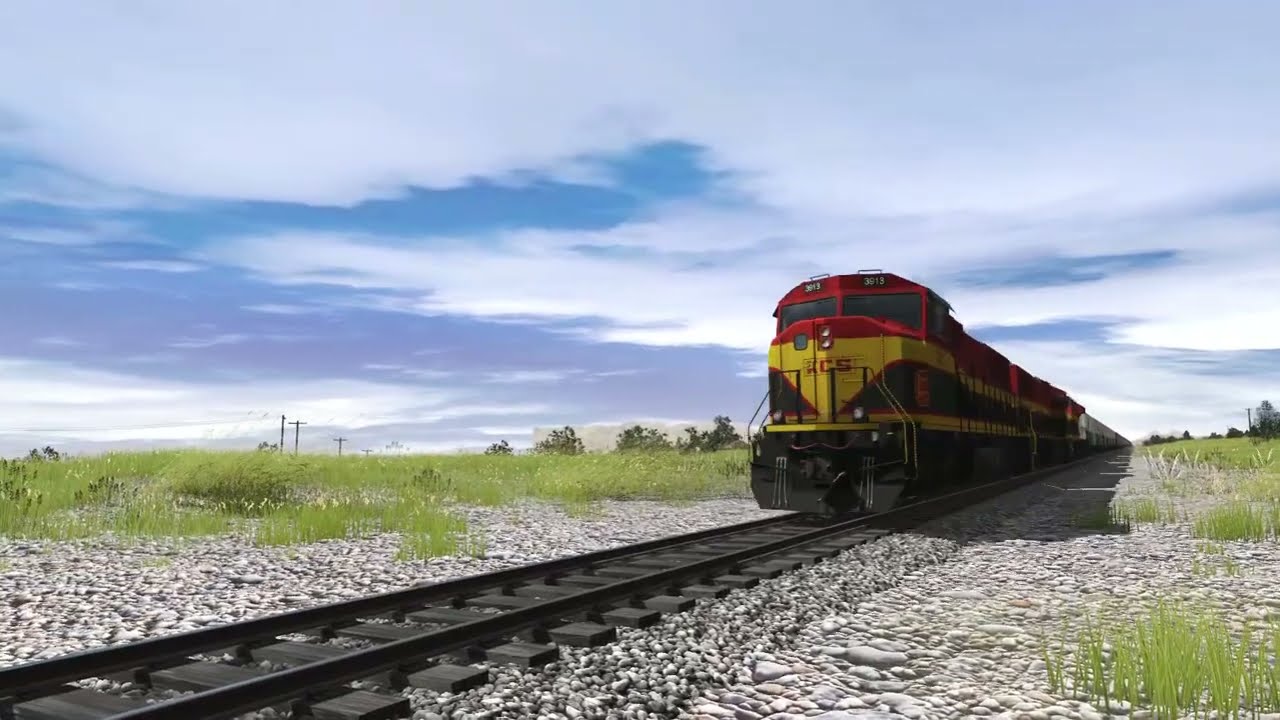 TRS22: KCS Belle SD70MAC Leads a TTRX SpineCar Train Through WWest From Denver Going Downhill.