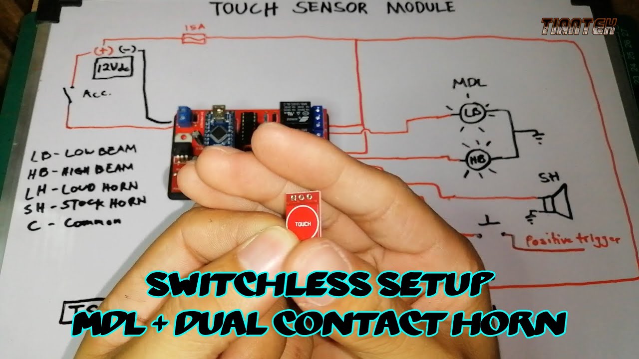 SWITCHLESS MINI DRIVING LIGHT + DUAL CONTACT HORN USING TOUCH SENSOR MODULE