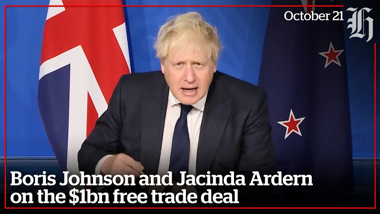 Boris Johnson and Jacinda Ardern on the UK-NZ free trade deal