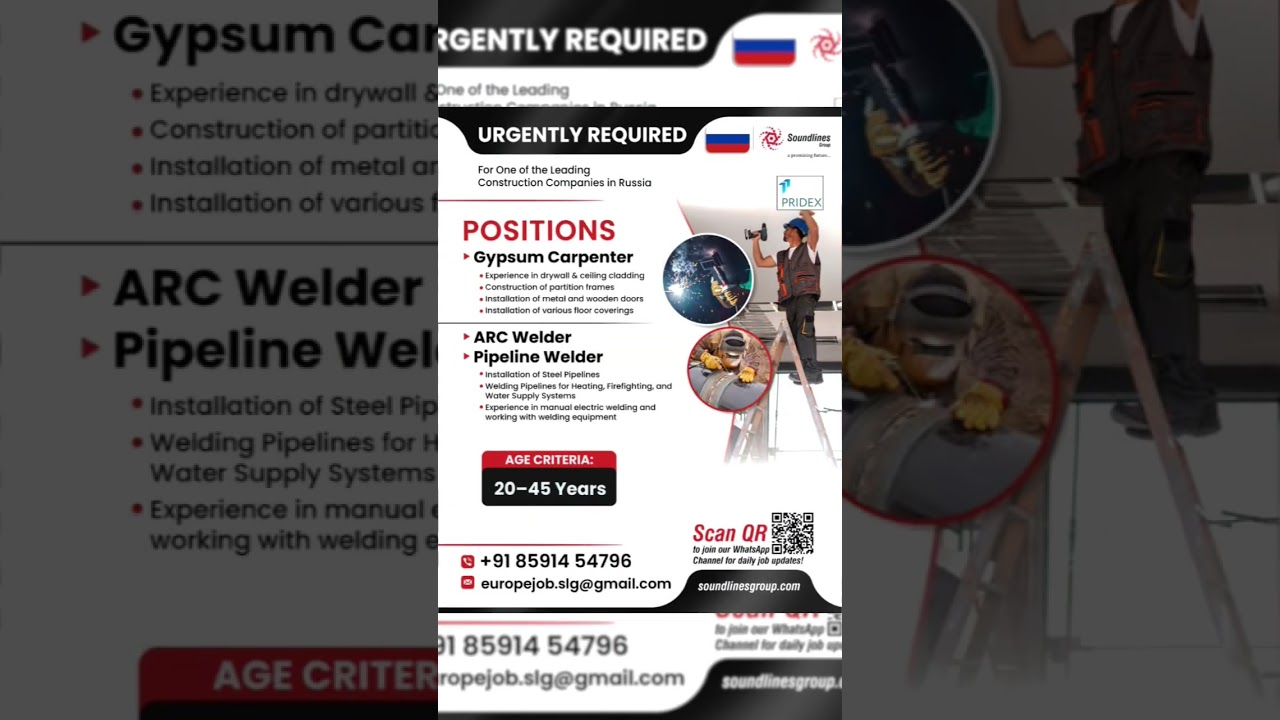 URGENTLY REQUIRED For One of the Leading Construction Companies in Russia 