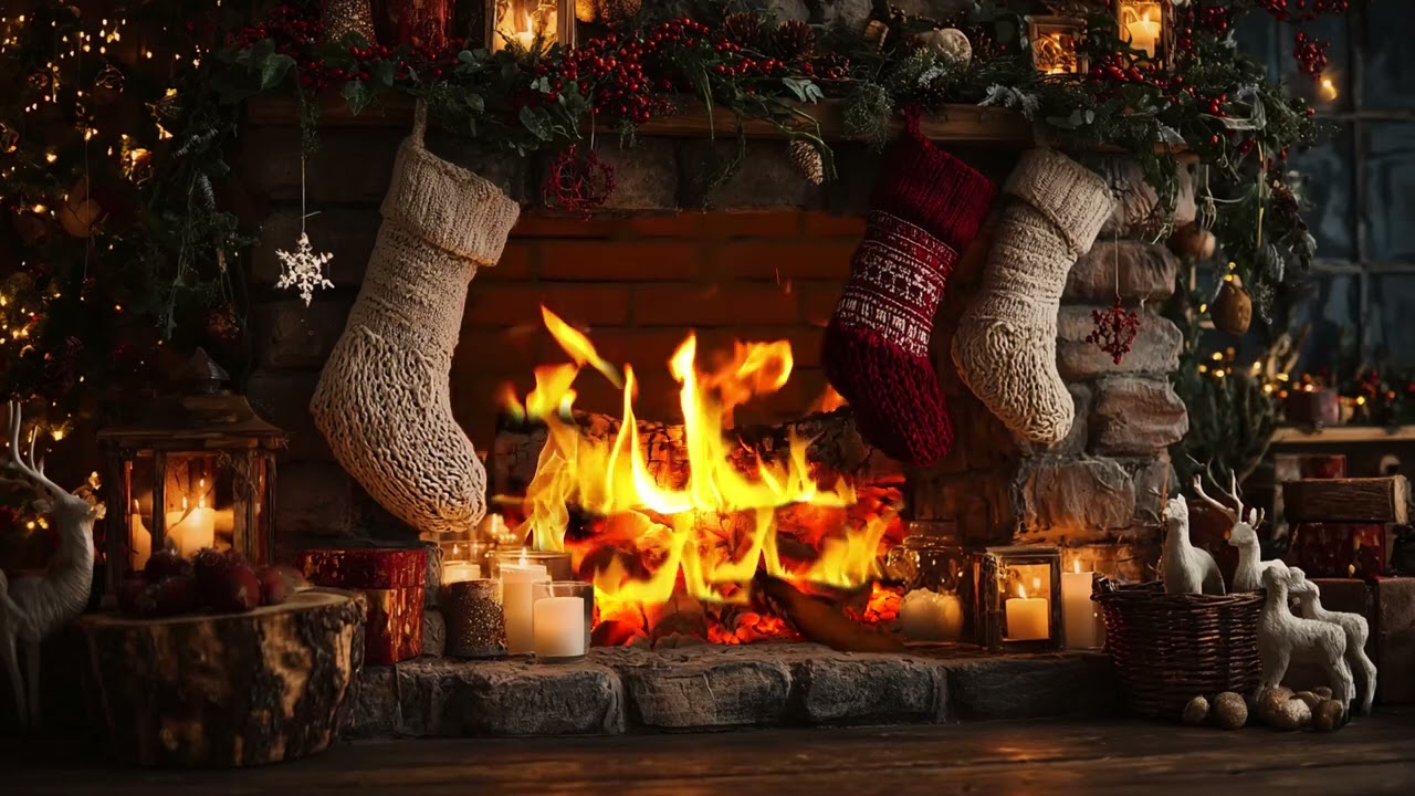 Fireplace Ambience Night 🔥 Warm Crackling Fire Sounds 4K for Deep Sleep & Stress Relief