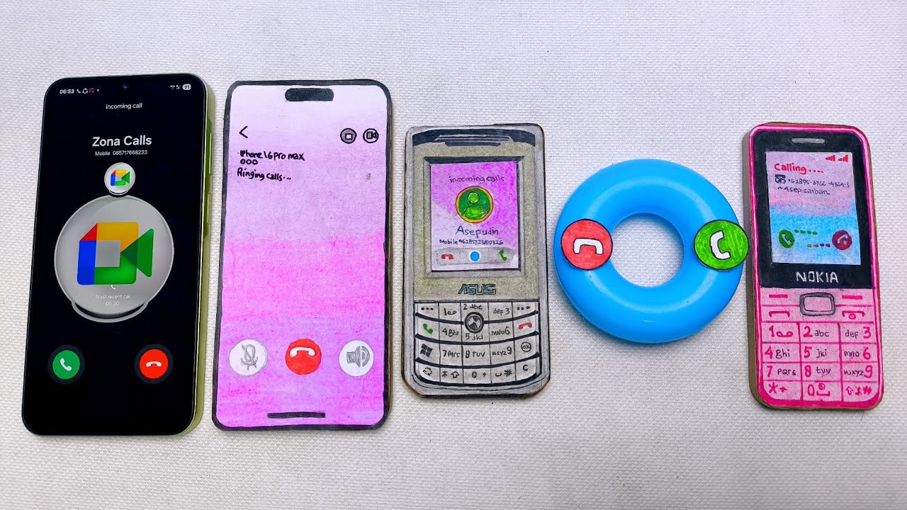 Galaxy a15 vs iPhone 17 pm vs Asus Zenfone p525 vs Circle Blue vs Nokia 210 incoming call