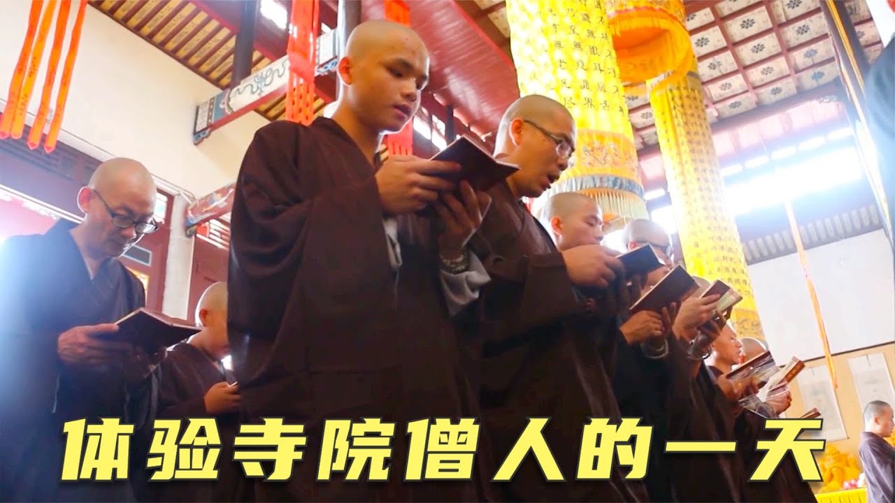 寺院里和尚的一天，上百人出家体验和尚的生活，五点起床上课干活