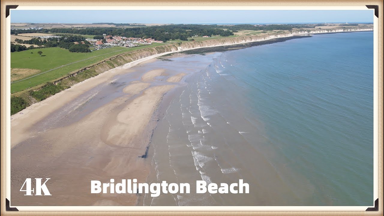4K Bridlington Beach.Drone footage