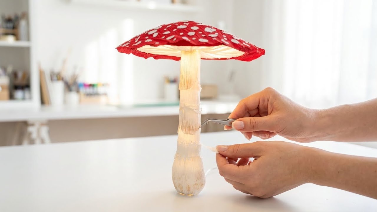 🍄 GENUIS idea! Turn a plastic lid and cardboard into a magical glowy mushroom! ✨