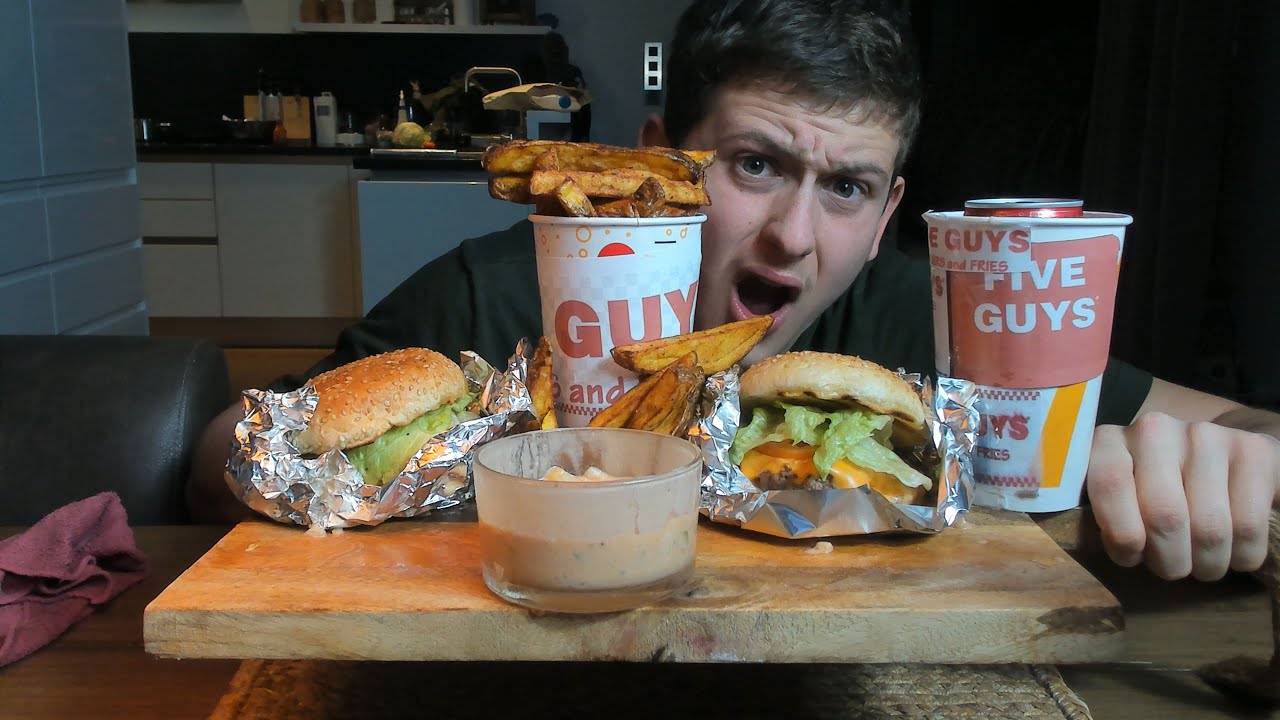 FIVE GUYS MUKBANG!!!! ( Classic burger with Cut Fries 🍟)