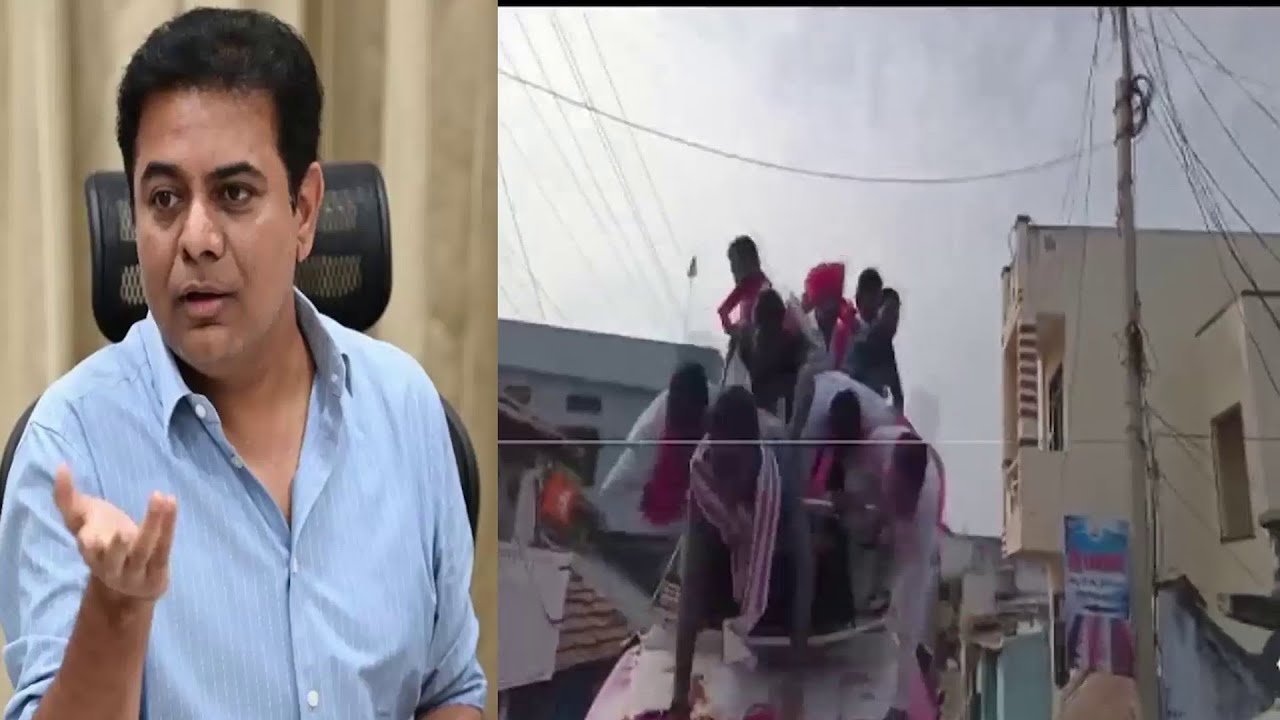 KTR has Lucky Escape after Nearly Falling off Campaign Vehicle in Armoor | BBN NEWS