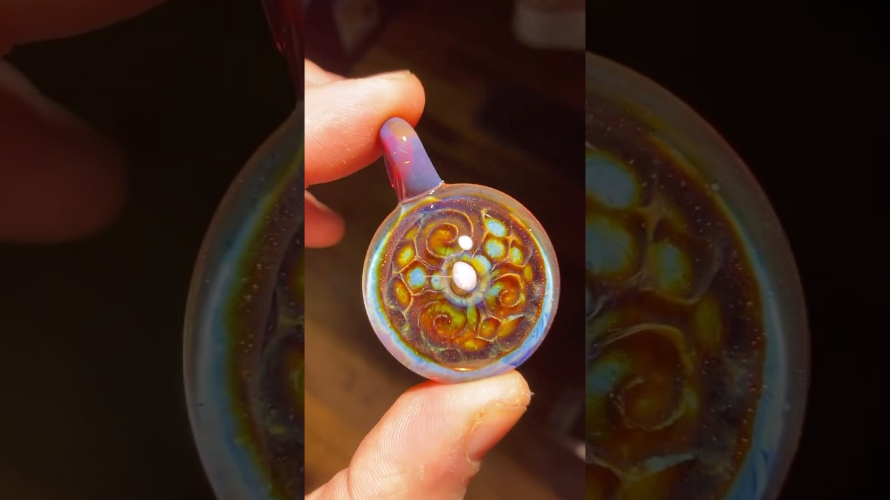 Glass opal artifact pendant