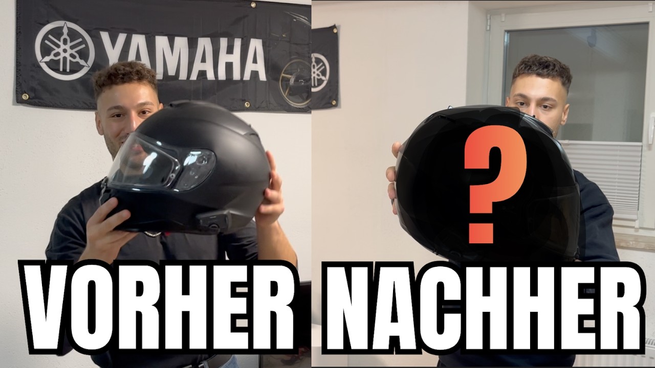 Ich sprühe Klarlack auf meinen Helm