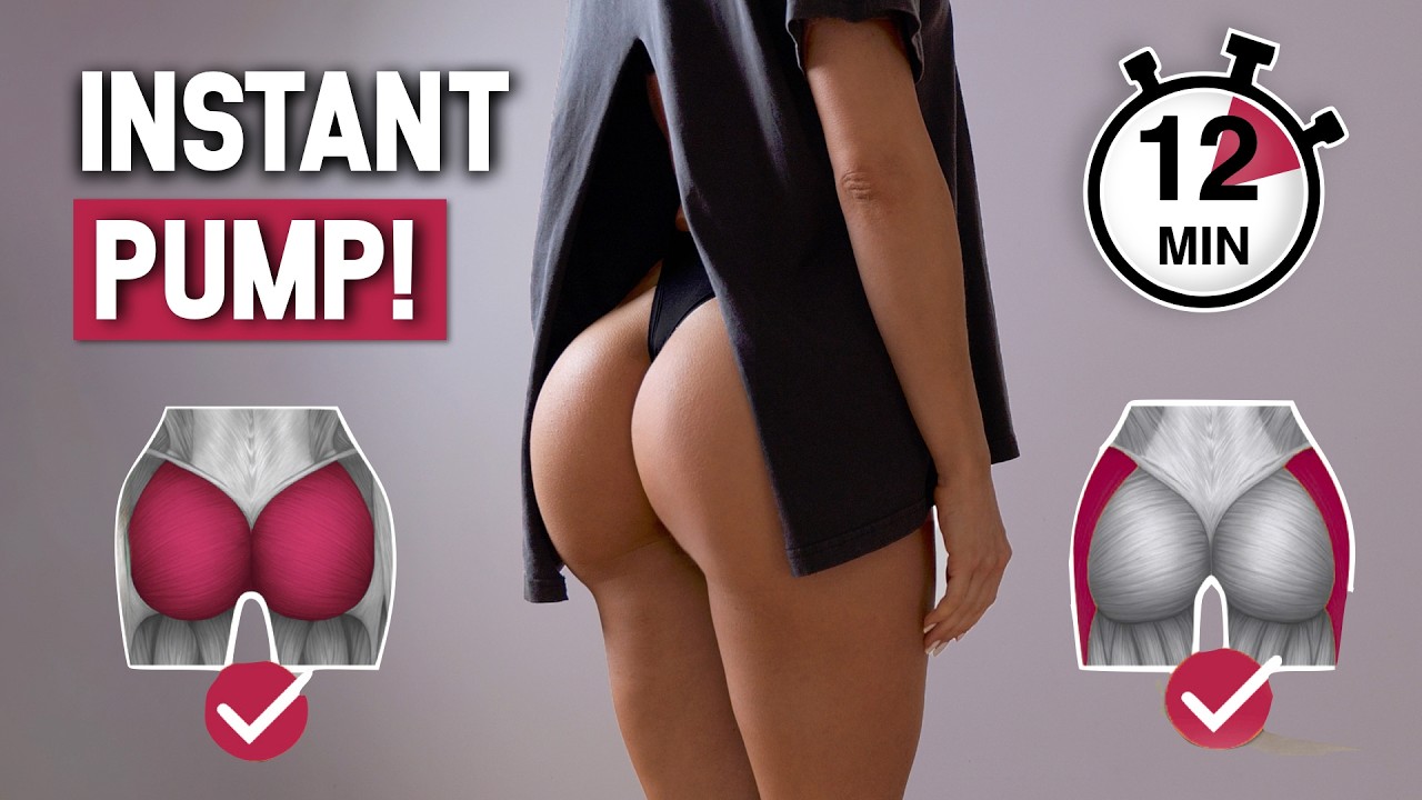 INSTANT BOOTY PUMP in 12 Min (Visible in Just 1 Workout!) Intense Home Butt Challenge, No Equipment