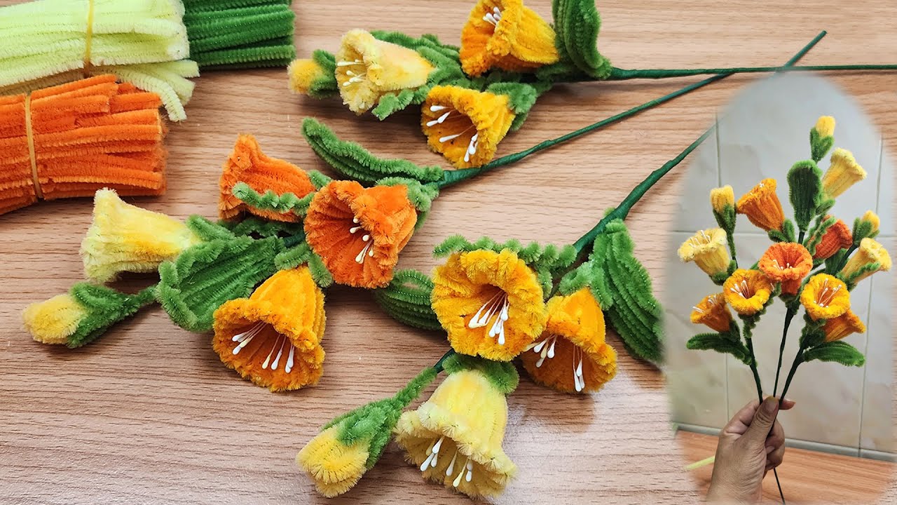 DIY flower: How to make flower with pipe cleaner (Membuat Bunga Lonceng dari) | Bell flower tutorial