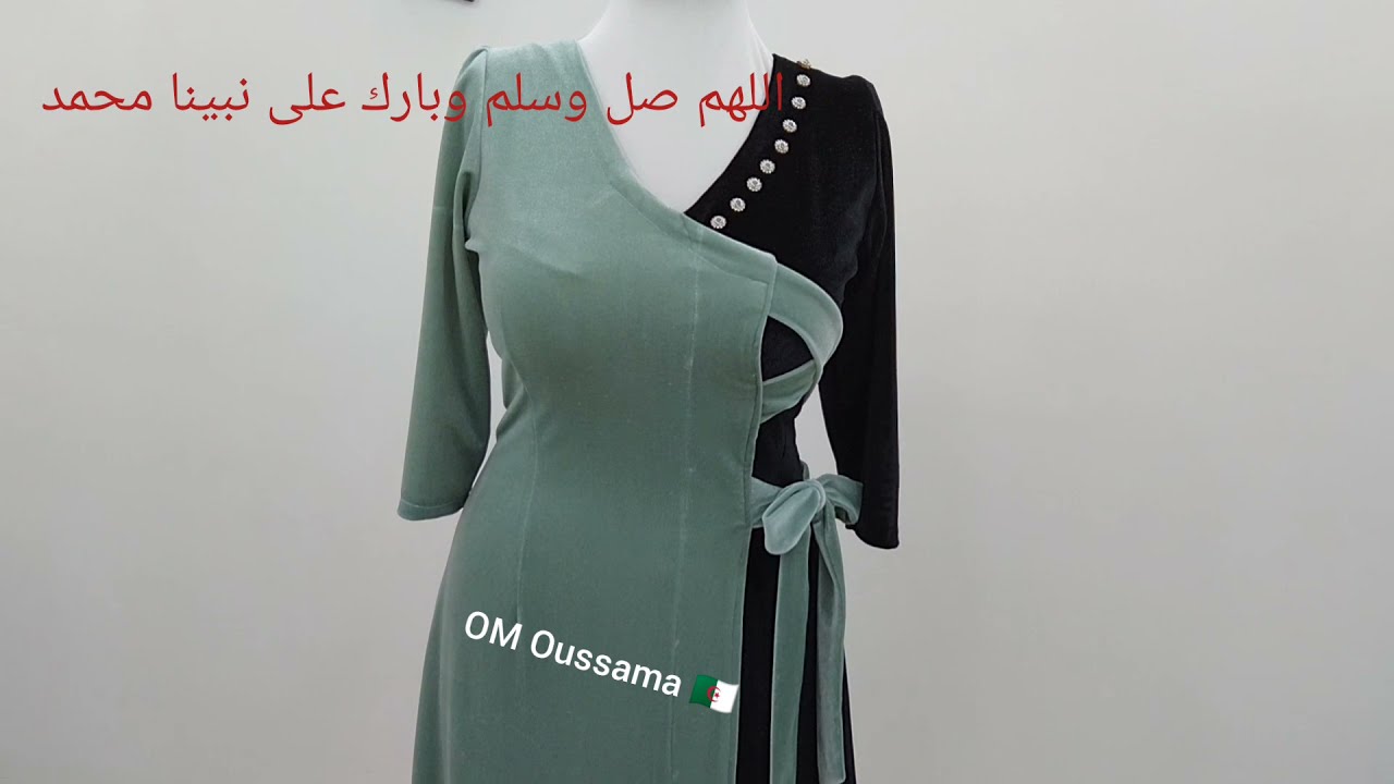 تفصيل وخياطة قندورة قطيفة بلونين مع ام اسامة ❤️❤️