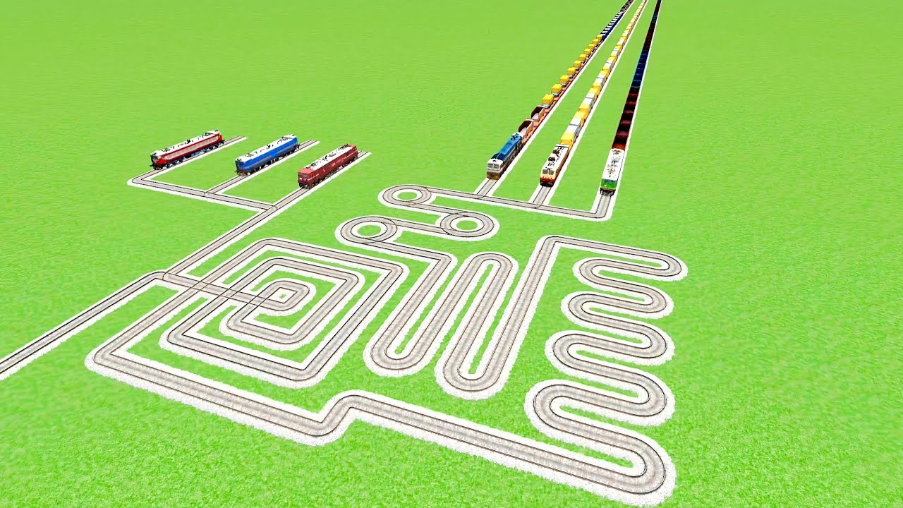 SNAKE🐍UTURN CURVE SQUARE CIRCLES TRACKS CROSSING SIX TRAINS RAILROAD RAILWORK BEANG DRIVE