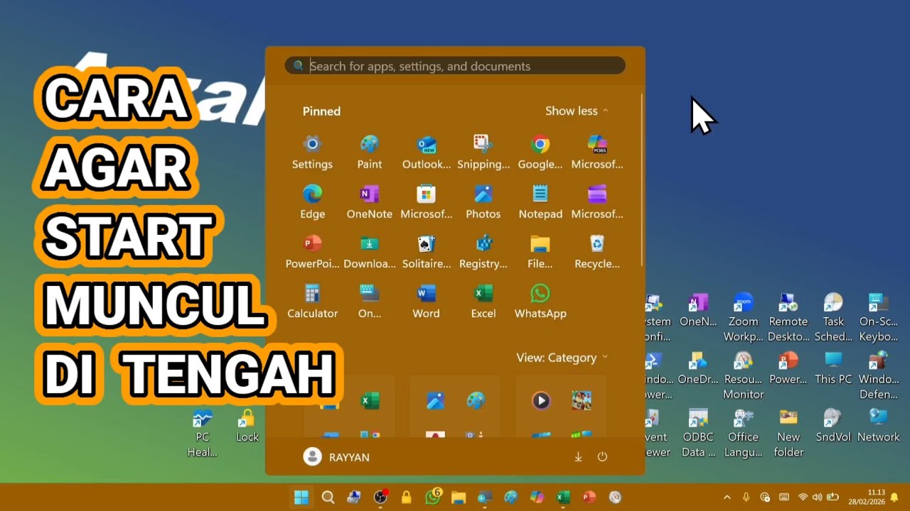 Tutorial Supaya Start Menu Muncul Di Tengah Layar (Saya Praktikkan Di Komputer Windows 11 25H2)