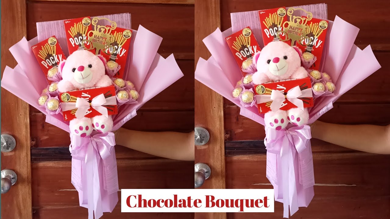 Chocolate Bouquet with teddy bear easy tutorial #chocolatebouquet #diybouquet