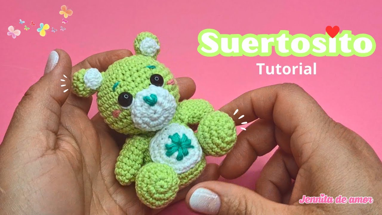 SUERTOSITO- Teje este lindo osito Amigurumi- Patrón en video Español e Ingles