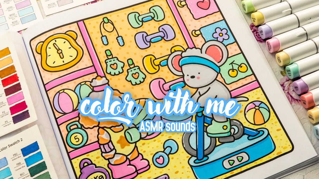 Color with me ASMR 🚴🏻🩵 Little Corner by Coco Wyo with Ohuhu markers ✍🏻