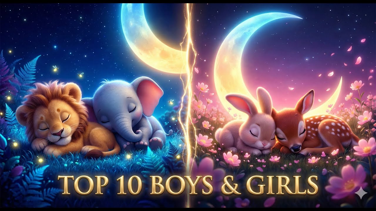Top 10 Boys & Girls Names 🦁Zoo Bedtime Stories | Calming Sleep Music for Kids