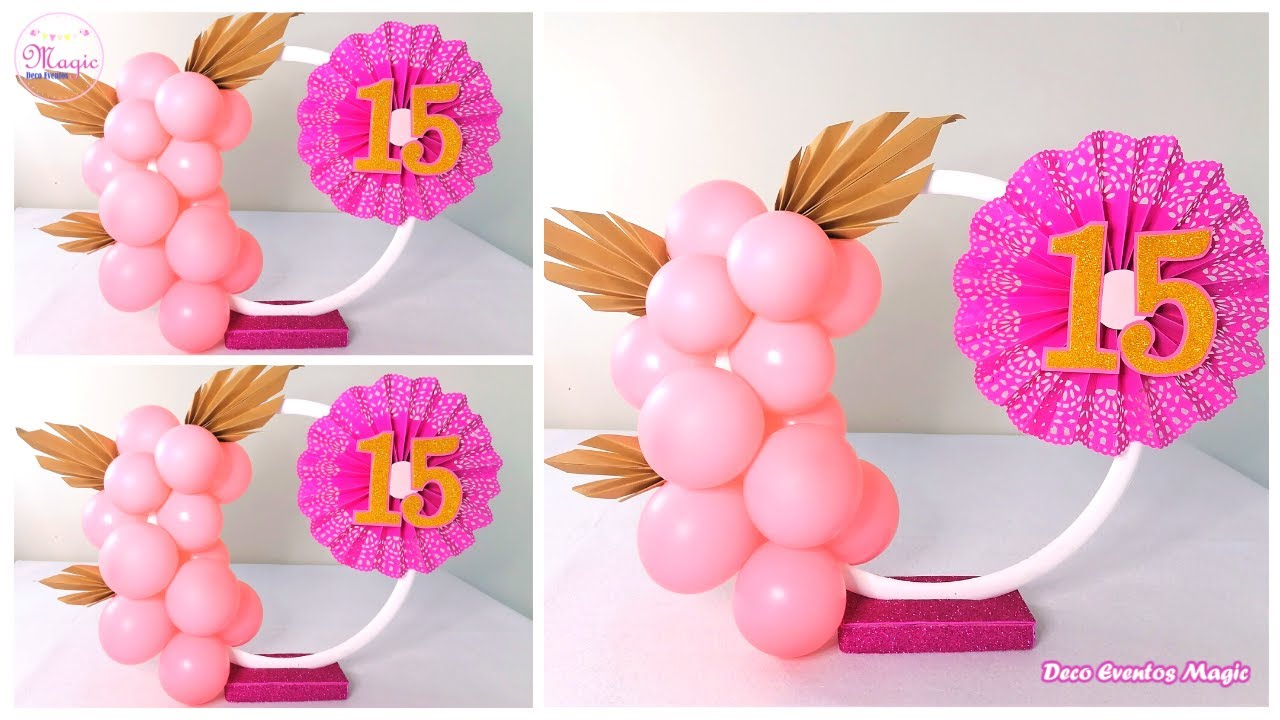centro de mesa con globos para cumpleaños de 15 años 🎈✨
