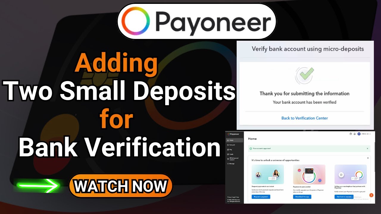 Adding Two Small Deposits for Bank Verification | How To Verify Business Payoneer