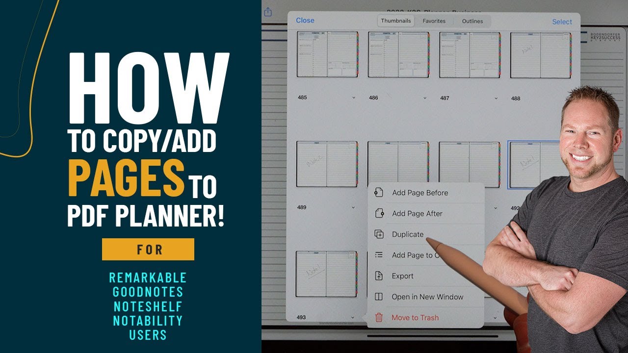 Как копировать и добавлять страницы в PDF-файл Digital Planner для Remarkable 2, GoodNotes, Notes...