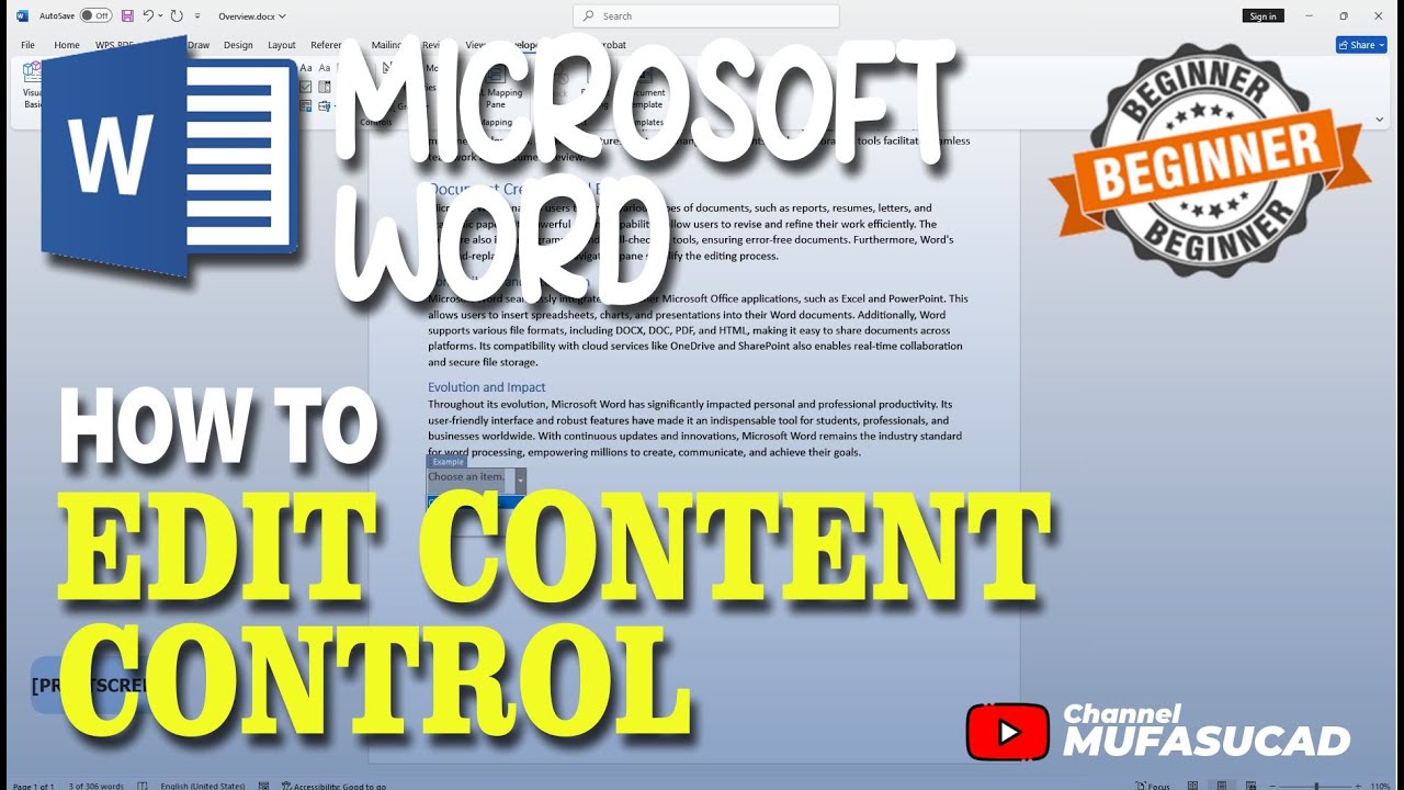 Microsoft Word How To Edit Content Control