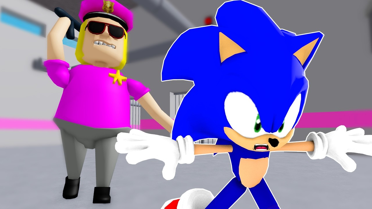 Sonic Plays Roblox Escape Barry's Police Girl