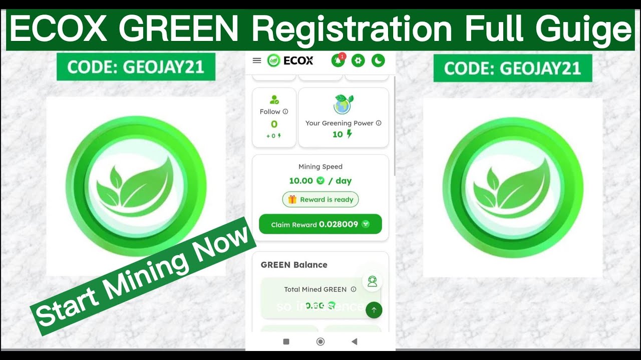 ECOX Network: How to Register ECOX and mine GREEN Coin