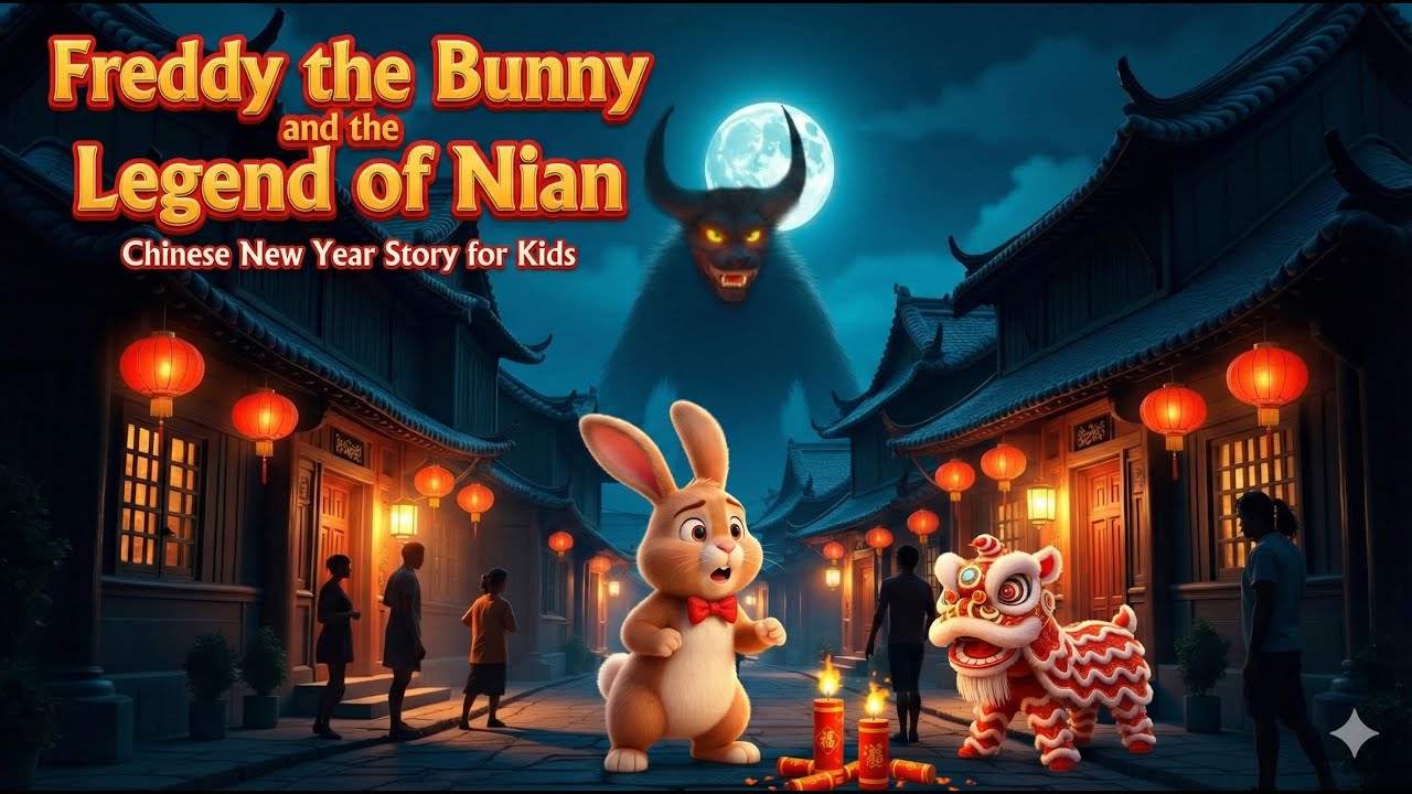 The Legend of Nian | Chinese New Year Story for Kids (Featuring Freddy the Bunny)
