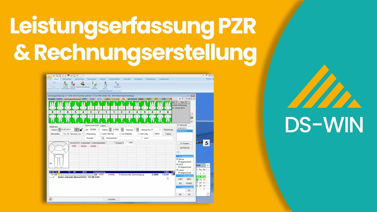 Leistungserfassung PZR und Rechnungserstellung bei Dampsoft DS-WIN