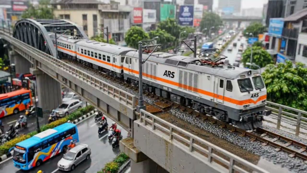 wadidaw !!!! kereta api bagus banget melewati pegunungan keren banget 4k
