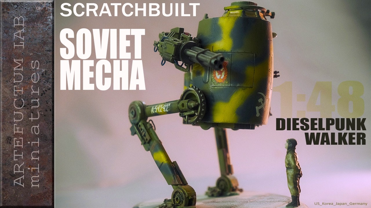 Scratchbuilt Red Army Dieselpunk Mecha | 1:48 Kitbash Model Photoshoot