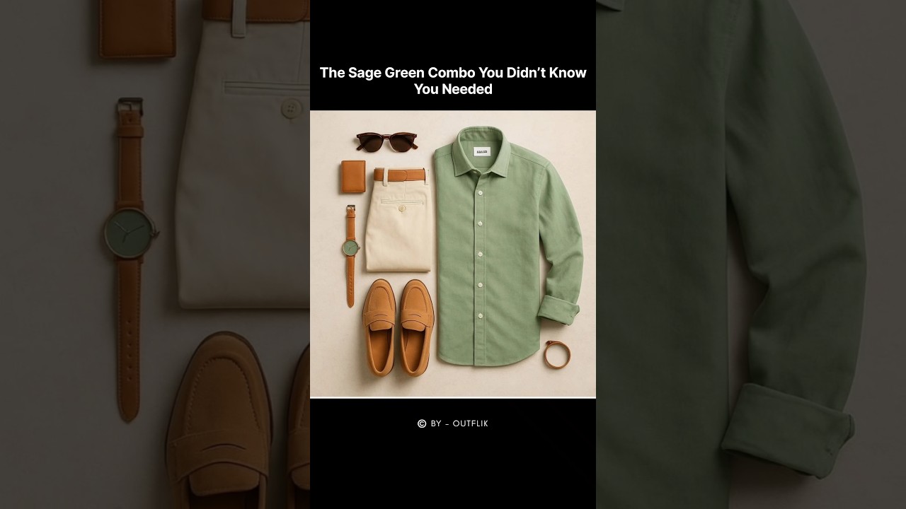 The Sage Green Combo You Didn&rsquo;t Know You Needed #MensStyle #GreenShirt #PastelVibes #fashion #outfit