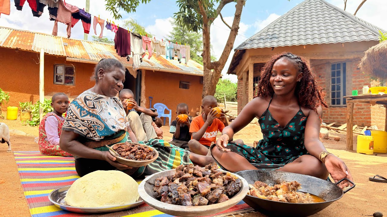 African village life Building our Dream home Cooking delicious Bone Marrow Soup 🍲 with Ugali