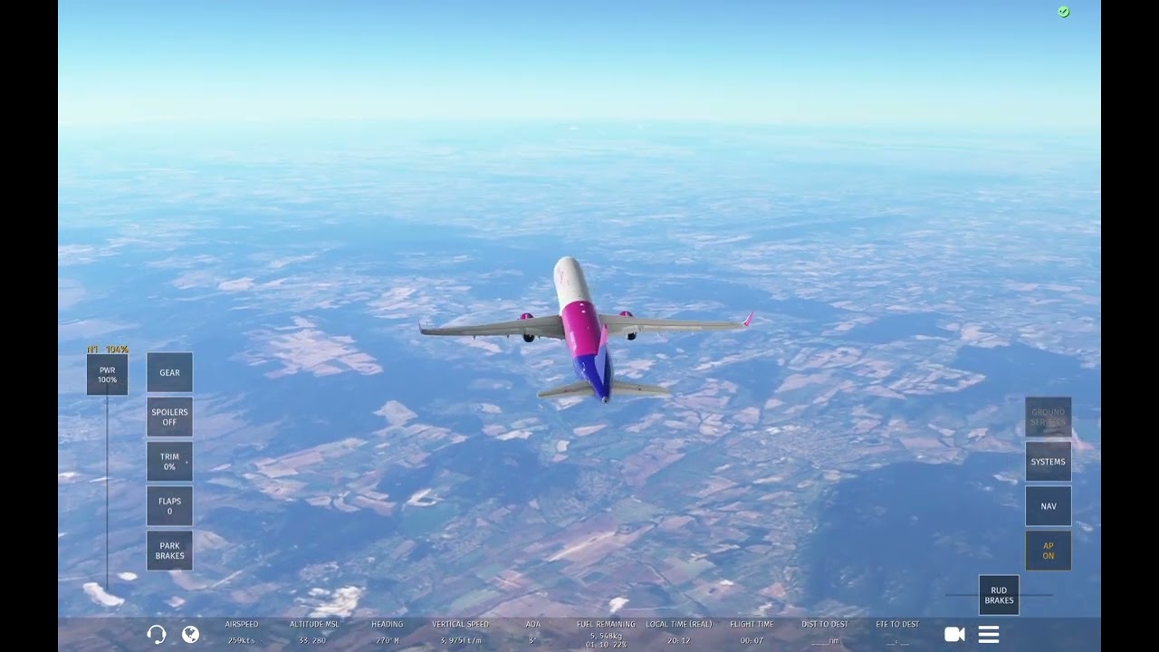 Egy kis nézelődés WizzAir A321-200-as repülővel a Dunántúlon a Google Earth-ön.Velencei-tó, Balaton.