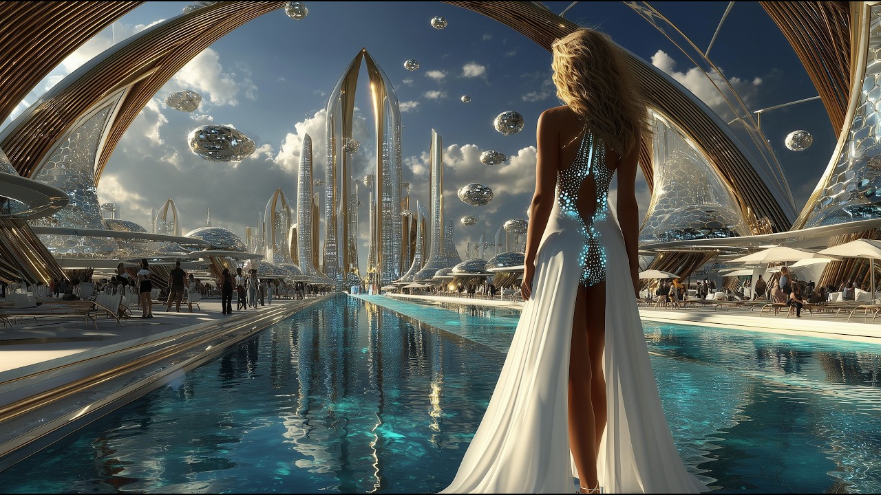 Golden Utopia 2150 : Luxury Eco Megacity of the Future (4K Cinematic Ambience)