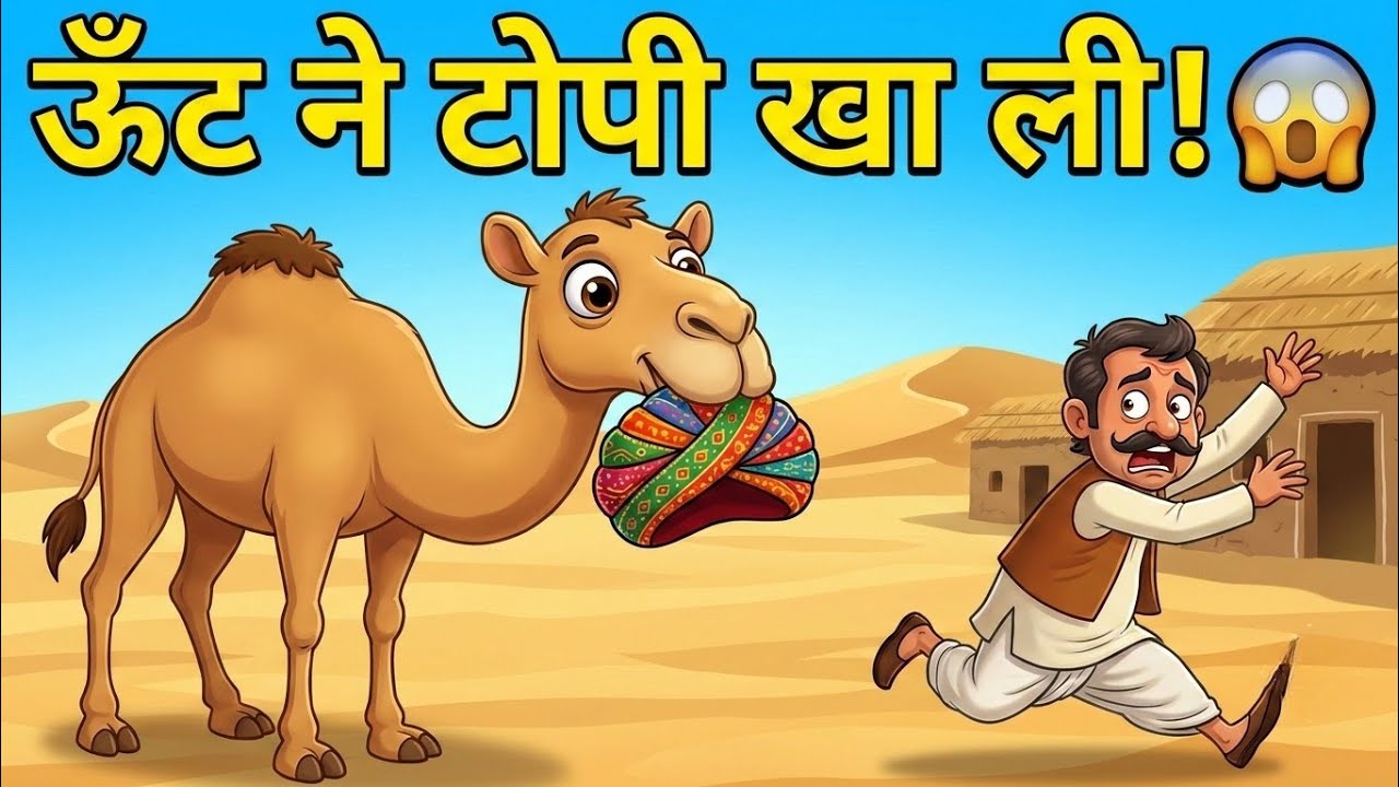 खूंखार ऊंट की दहशत 🐪 | डर या गलतफहमी? | Funny Hindi Jungle Story | New Hindi Moral Story 2026