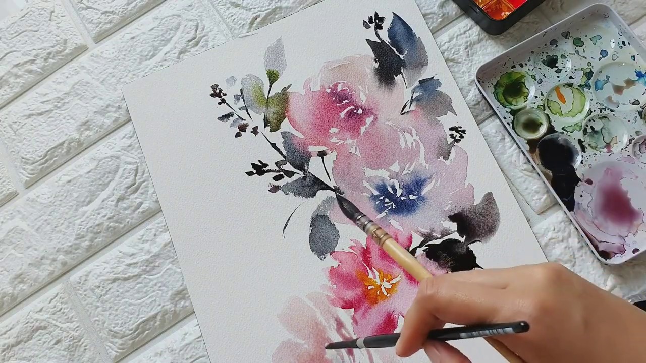 Muted Loose Watercolor Florals #2