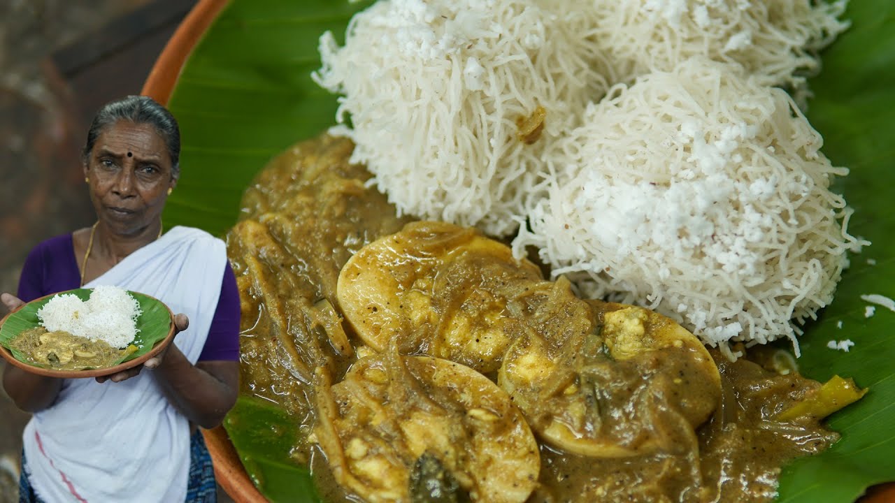 Kerala Breakfast | Soft Idiyappam With Egg Curry - Noolappam