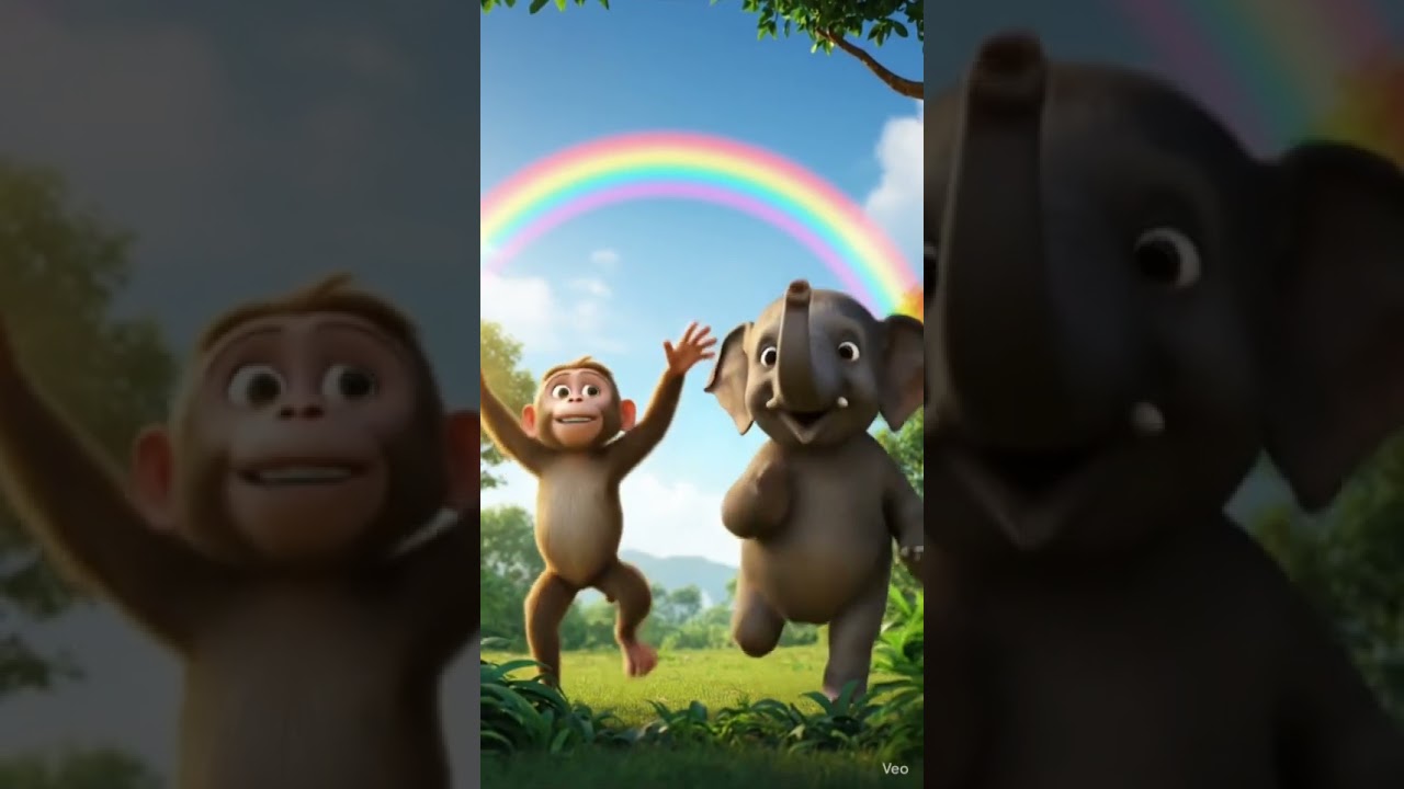 🌈 Baby Elephant & Monkey Turn Rainbow Colors! 🐘🐒😂
