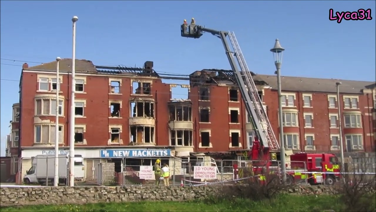 New Hacketts Hotel, North Promenade Blackpool  Fire damaged, still dousing the fire part 2