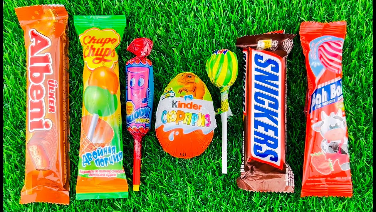 ASMR Most Popular Candys / some lots of colorful rainbow lollipop candy / unpacking chocolate eat