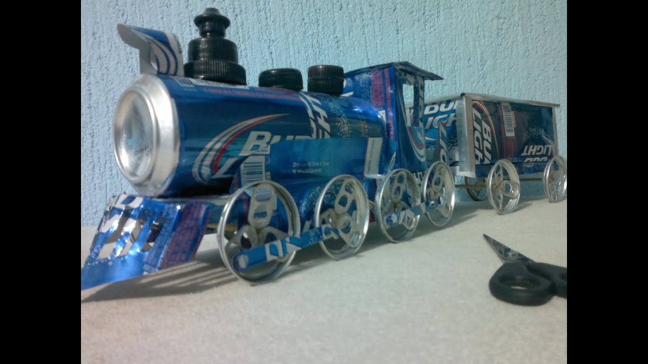 Tren o Ferrocarril hecho con latas de aluminio tutorial
