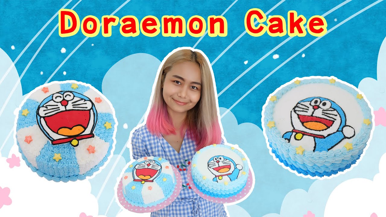 เค้กโดเรม่อน | สอนลอกลายบนเค้กสำหรับมือใหม่ | สอนทำเค้กง่ายๆสไตล์ Jinglebell