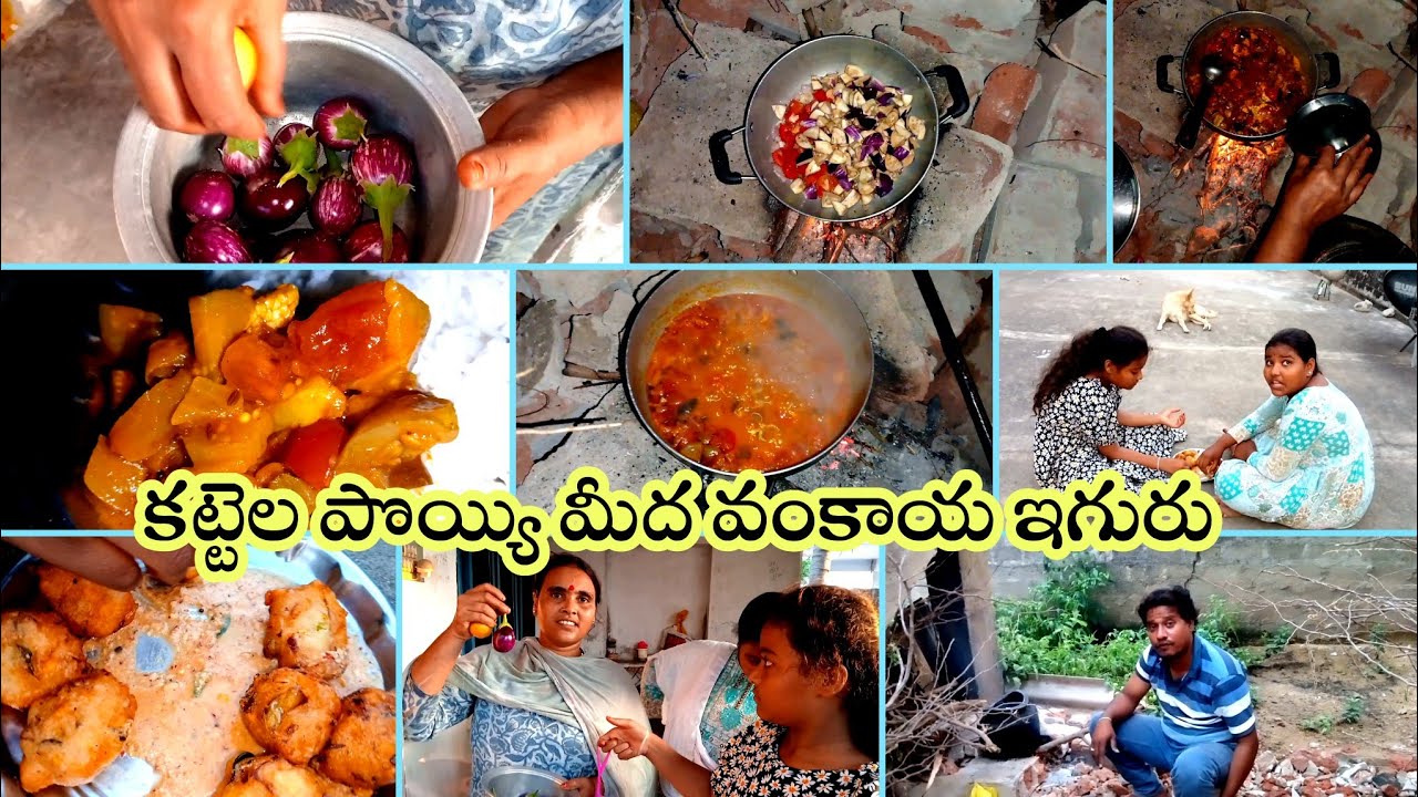 కట్టెల పొయ్యిమీద మనపెరట్లో పండిన నల్లవంకాయలు తెల్ల వంకాయలుఇగురు 🤤 #niharikavillagehomeentertainments