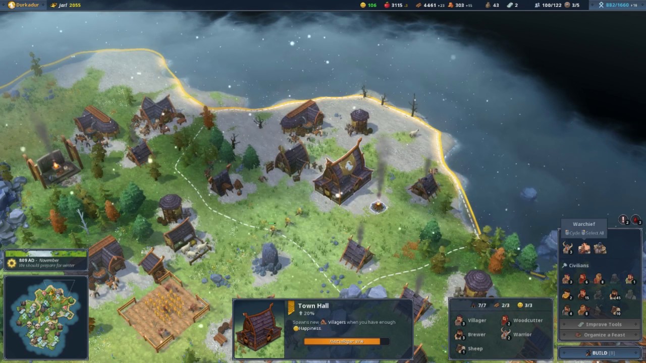Northgard experience 101 Villager - 100 Hapiness - INSANE economy - COMMENTARY