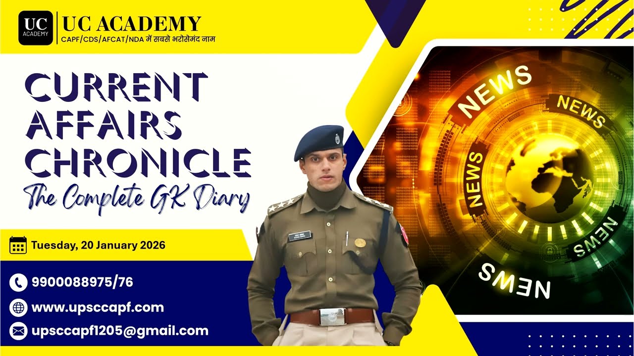 20 Jan 26 Current Affairs based MCQs by Siddharth | UC Academy Delhi